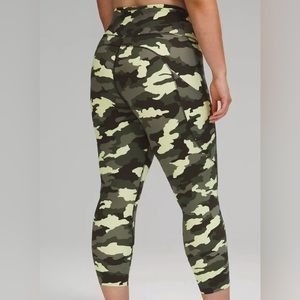 Lululemon Fast Free Hr Tight 25” Nulux Lw5bxrs Hccg Green Yellow Camo